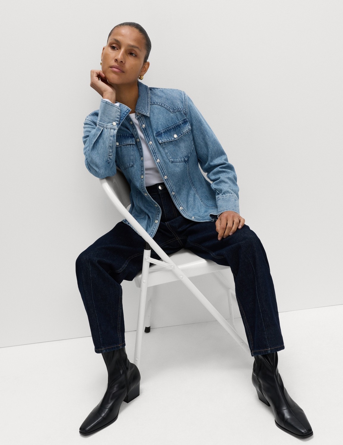 Marks & Spencer Denim Western Gömlek görsel 3