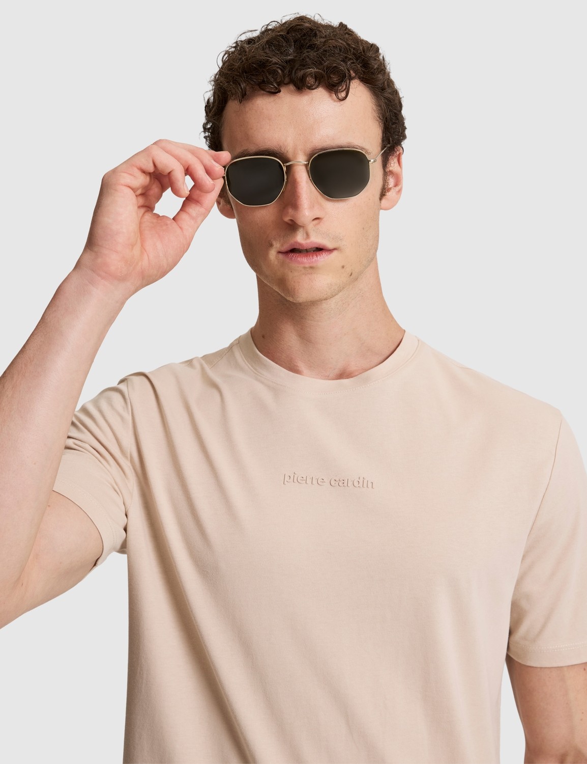Pierre Cardin Erkek Koyu Kahverengi Regular Fit %100 Pamuk Bisiklet Yaka Tişört 50327872-VR084 görsel 2