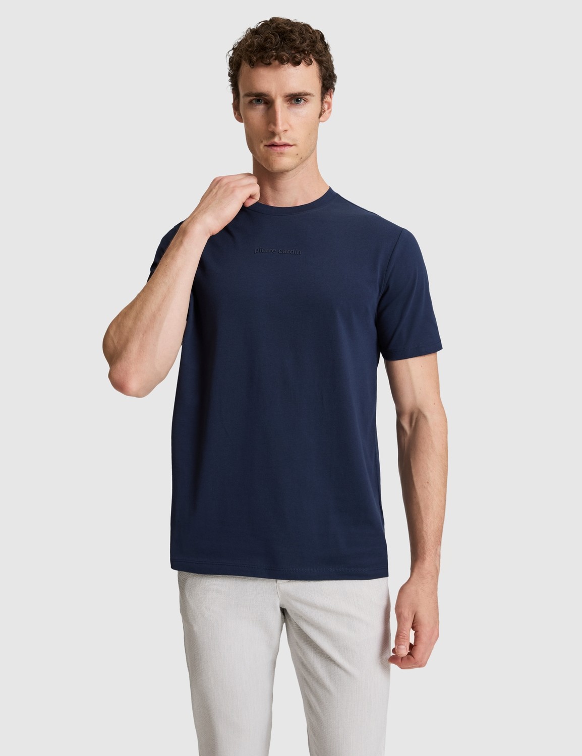Pierre Cardin Erkek Koyu Kahverengi Regular Fit %100 Pamuk Bisiklet Yaka Tişört 50327872-VR084