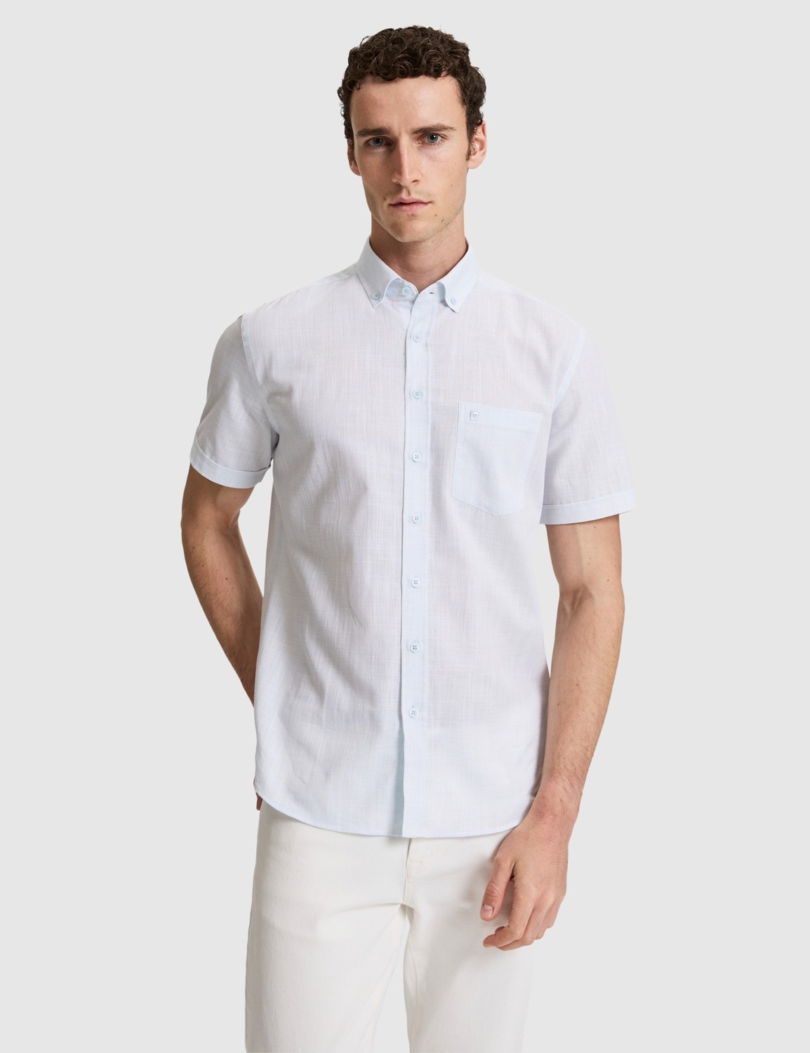 Pierre Cardin Erkek Lacivert %100 Pamuk Regular Fit Yazlık Gömlek 50325364-VR100 görsel 7