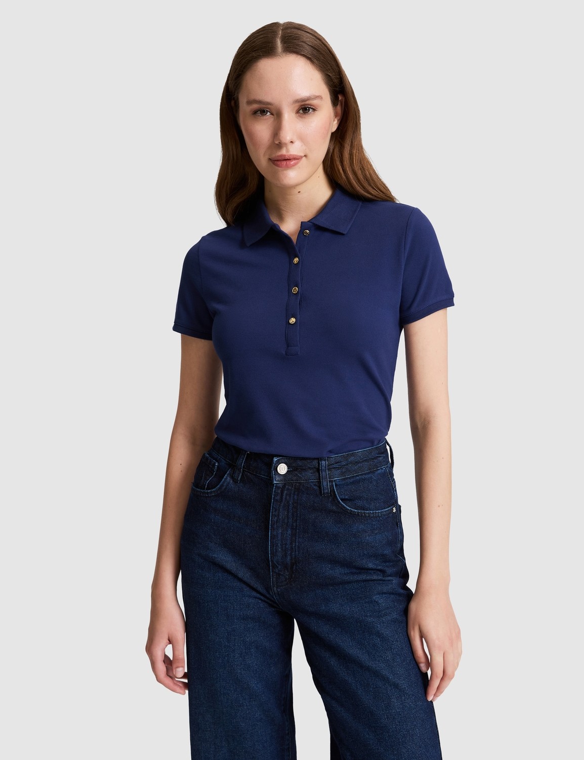 Pierre Cardin Kadın Beyaz Slim Fit Pamuklu Polo Yaka Basic Tişört 50325456-VR013
