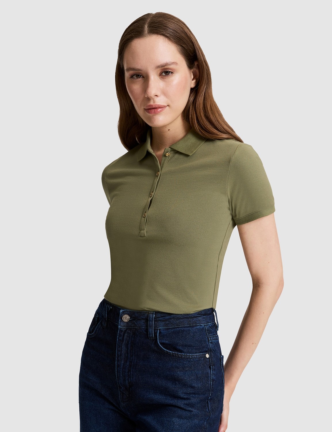 Pierre Cardin Kadın Beyaz Slim Fit Pamuklu Polo Yaka Basic Tişört 50325456-VR013