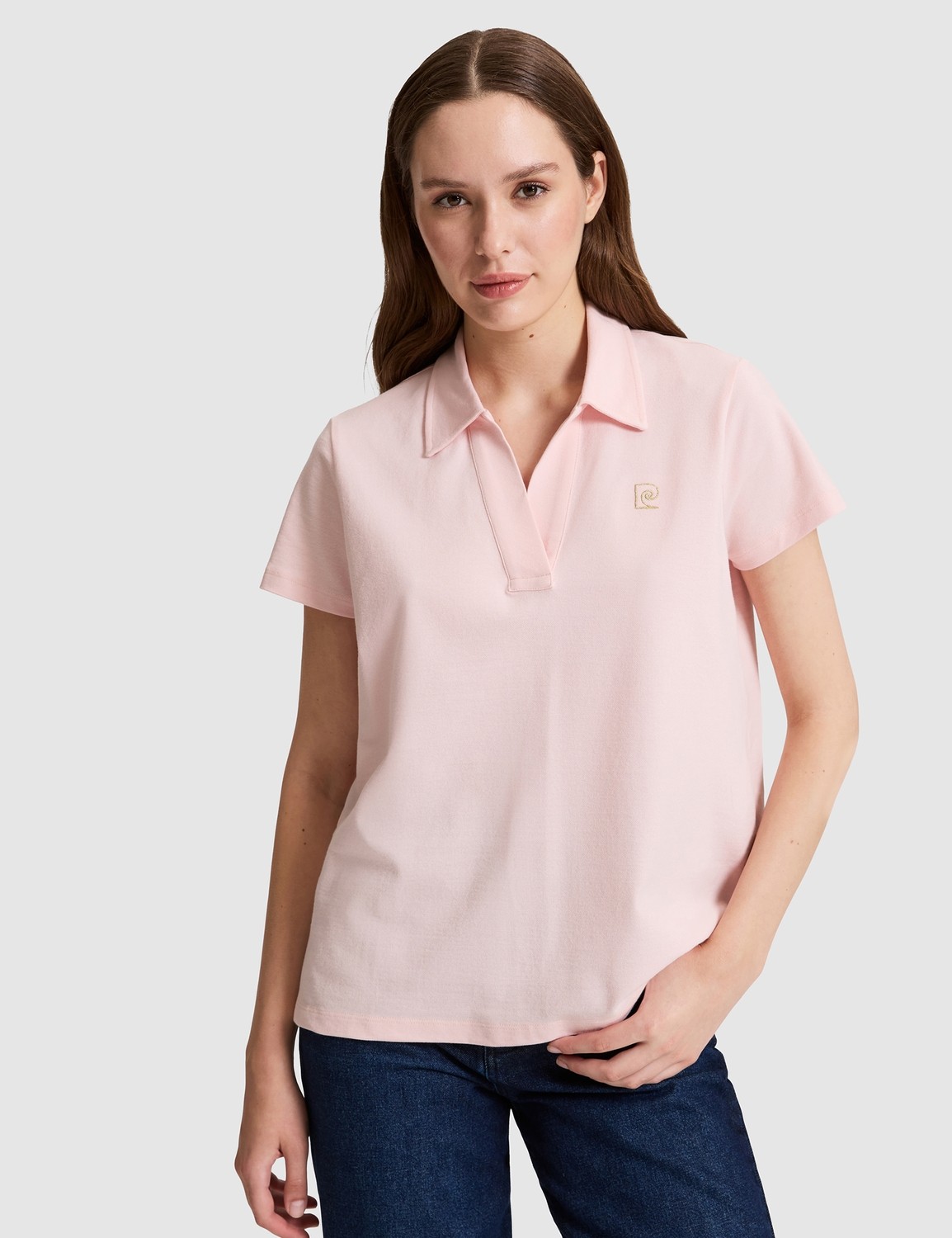 Pierre Cardin Kadın Ekru A Kesim Comfort Polo Yaka Basic Tişört 50325465-VR019
