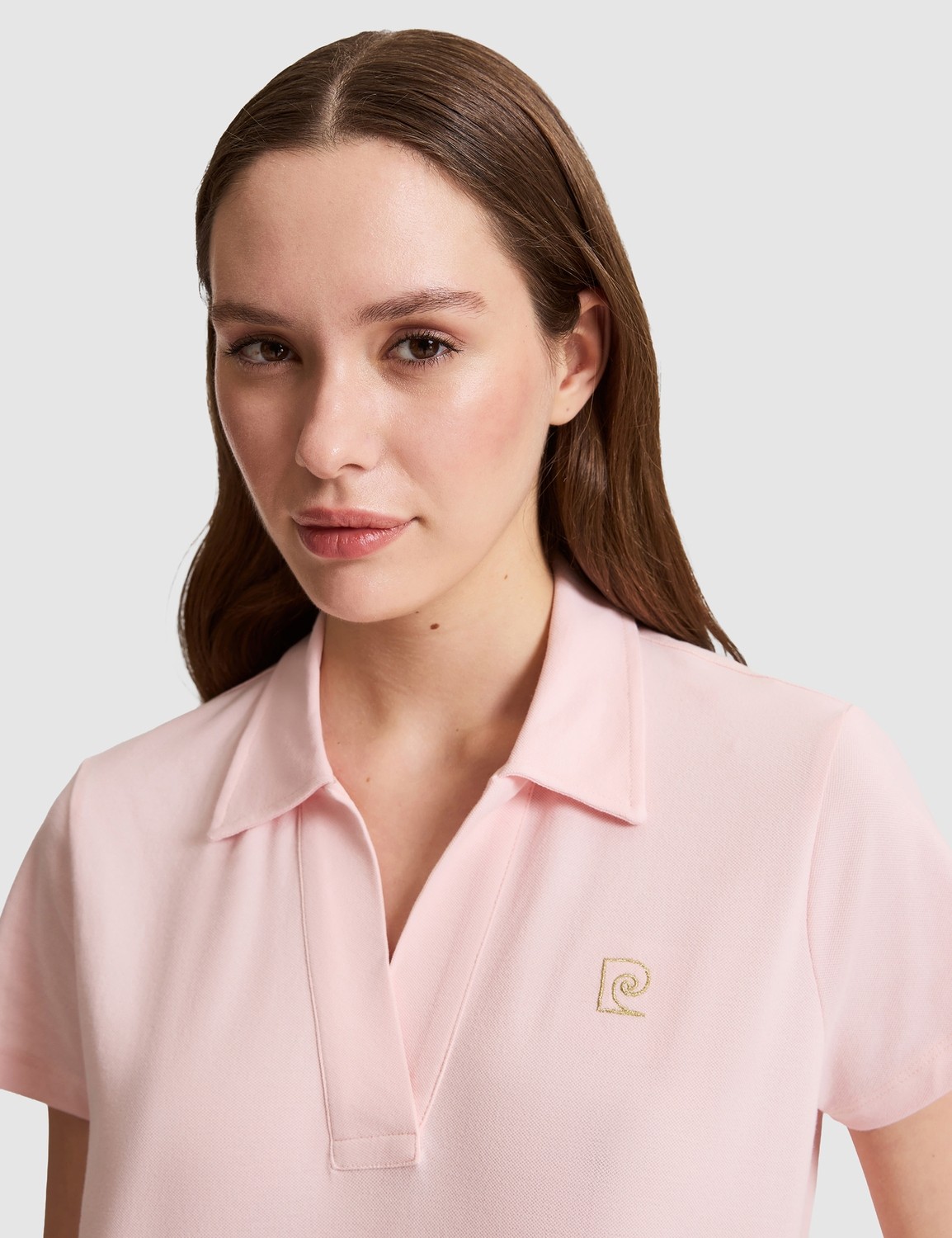 Pierre Cardin Kadın Ekru A Kesim Comfort Polo Yaka Basic Tişört 50325465-VR019 görsel 8