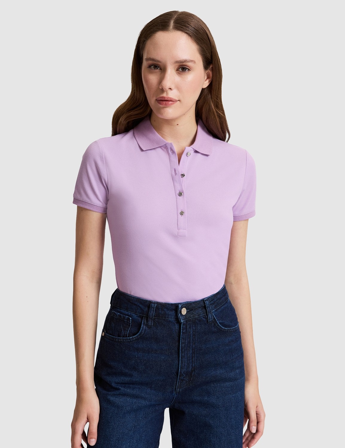 Pierre Cardin Kadın Beyaz Slim Fit Pamuklu Polo Yaka Basic Tişört 50325456-VR013