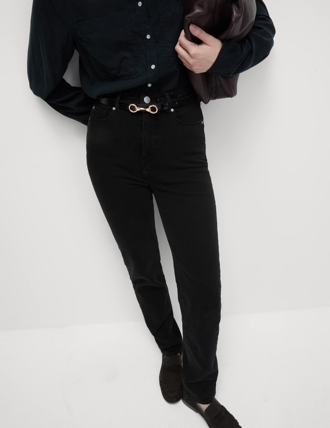 Marks & Spencer Magic Shaping Yüksek Bel Straight Leg Jean Pantolon görsel 6