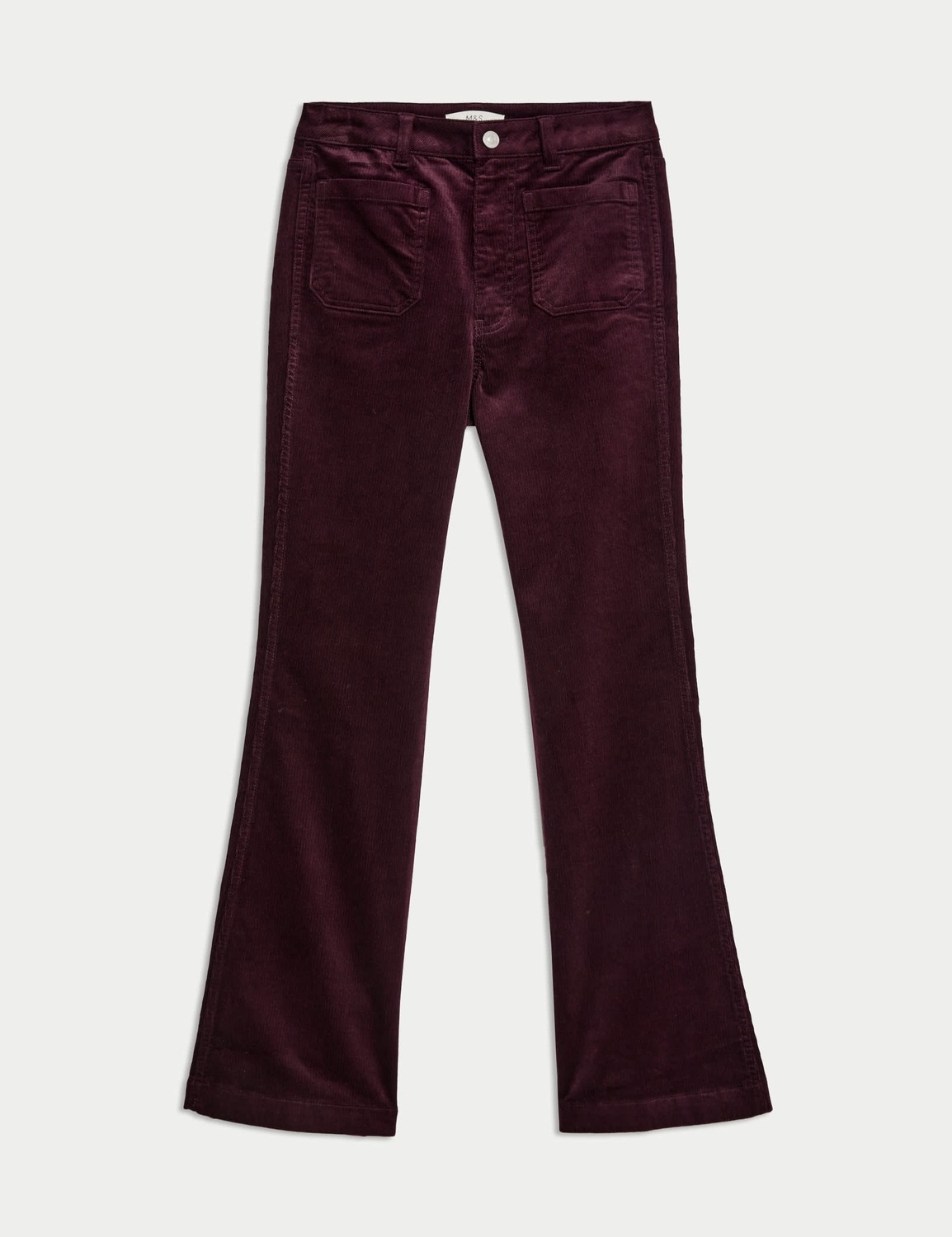 Marks & Spencer Pamuk Karışımlı Kadife Flare Pantolon görsel 5