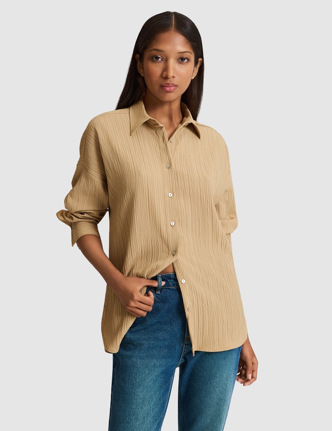 Pierre Cardin Kadın Zümrüt Oversize Uzun Kollu Gömlek 50318232-VR055