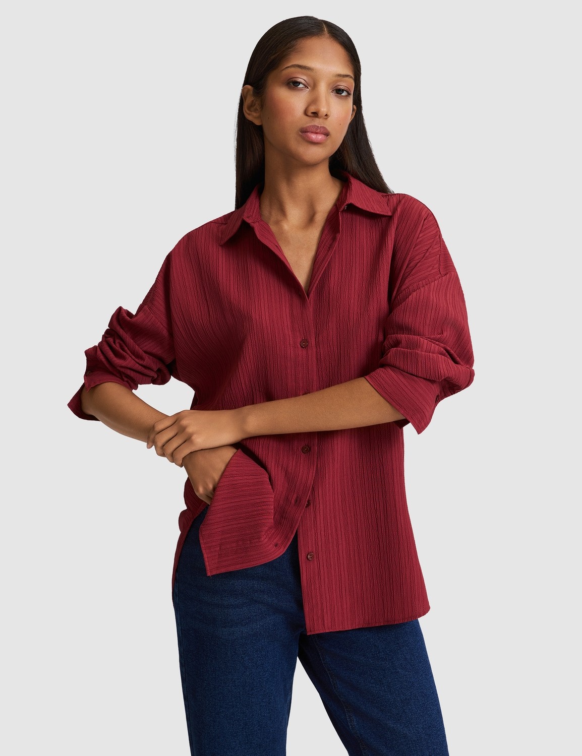 Pierre Cardin Kadın Zümrüt Oversize Uzun Kollu Gömlek 50318232-VR055