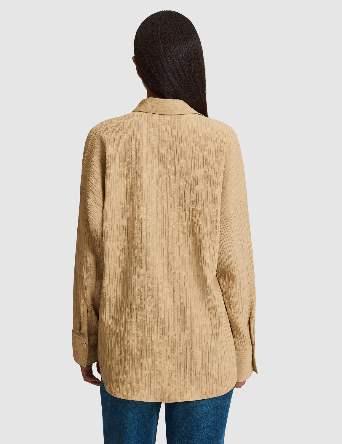 Pierre Cardin Kadın Zümrüt Oversize Uzun Kollu Gömlek 50318232-VR055 görsel 5