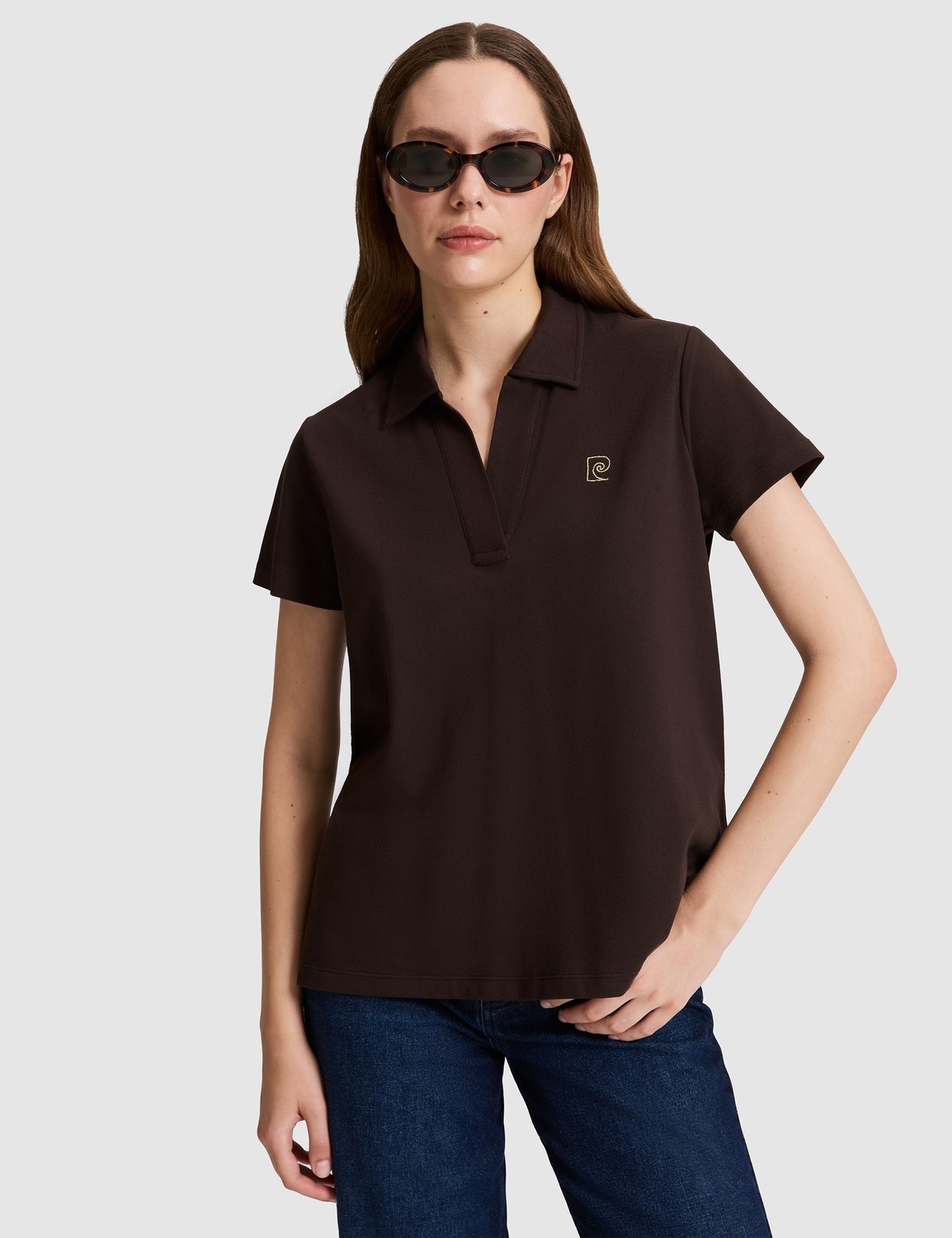 Pierre Cardin Kadın Ekru A Kesim Comfort Polo Yaka Basic Tişört 50325465-VR019