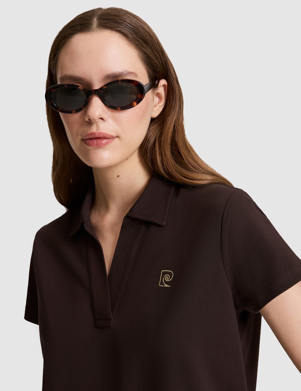Pierre Cardin Kadın Ekru A Kesim Comfort Polo Yaka Basic Tişört 50325465-VR019 görsel 2