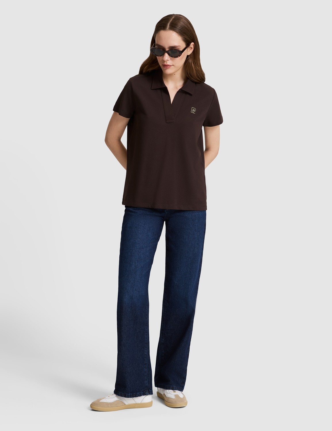 Pierre Cardin Kadın Ekru A Kesim Comfort Polo Yaka Basic Tişört 50325465-VR019 görsel 4