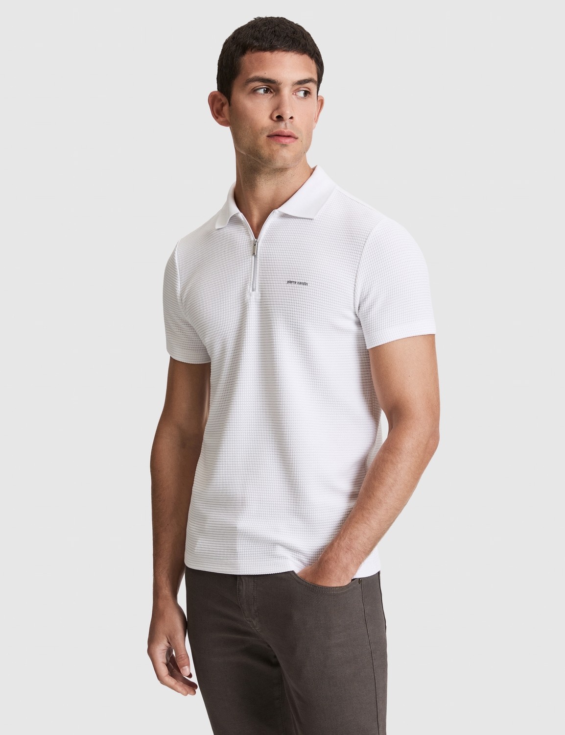 Pierre Cardin Erkek Haki Slim Fit Fermuarlı Polo Yaka Tişört 50327860-VR027 görsel 3