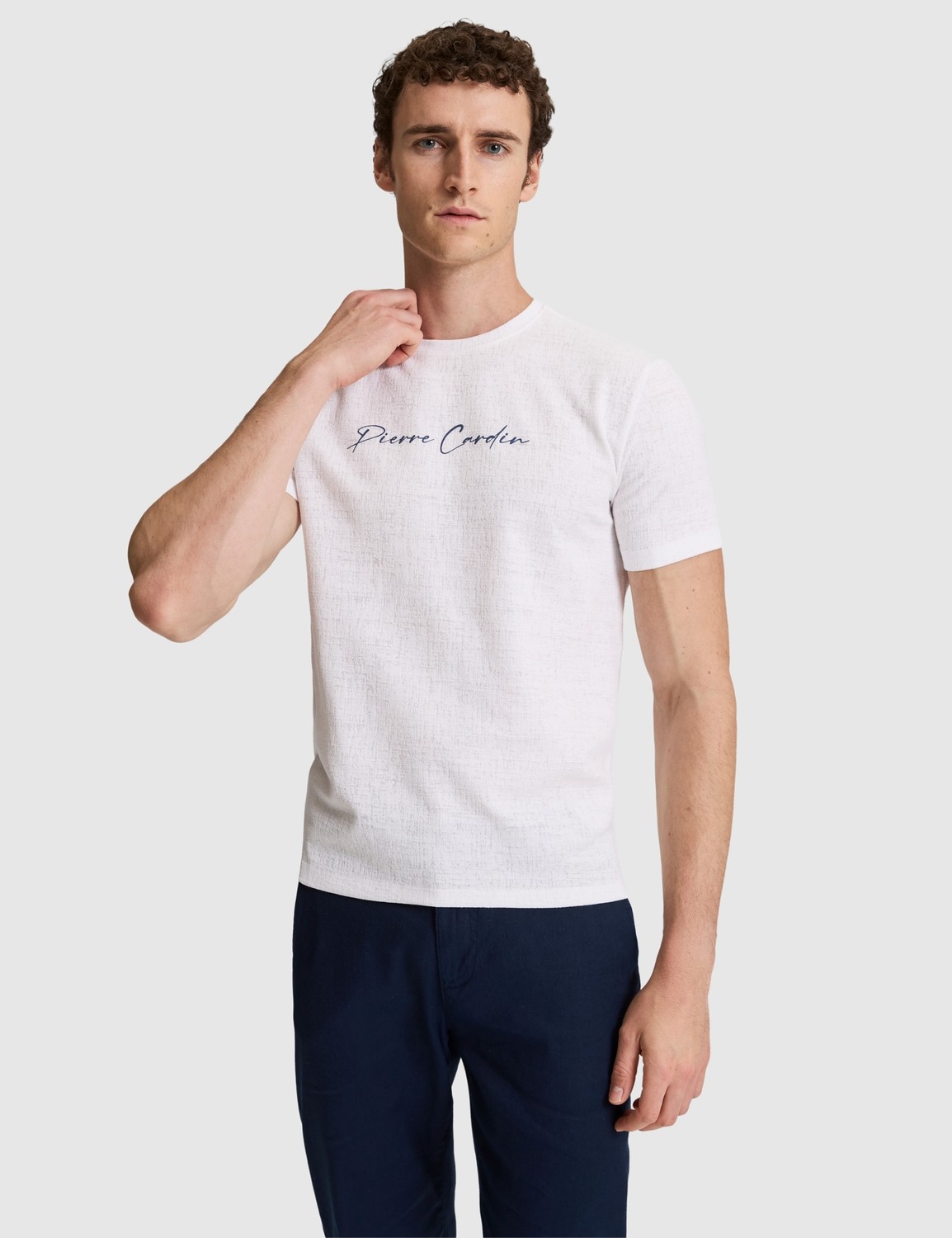 Pierre Cardin Erkek Haki Slim Fit Bisiklet Yaka Tişört 50327858-VR027