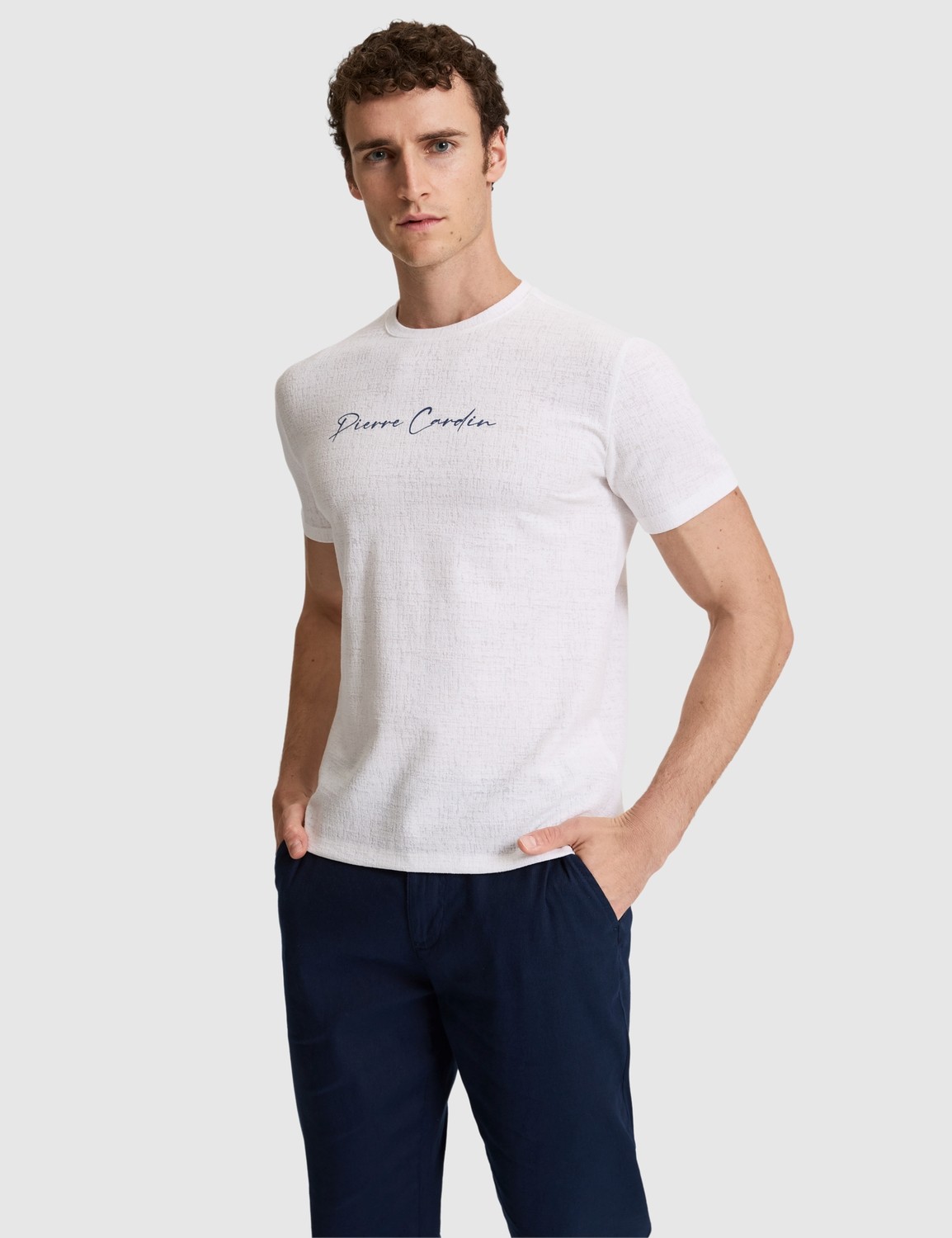 Pierre Cardin Erkek Haki Slim Fit Bisiklet Yaka Tişört 50327858-VR027 görsel 3