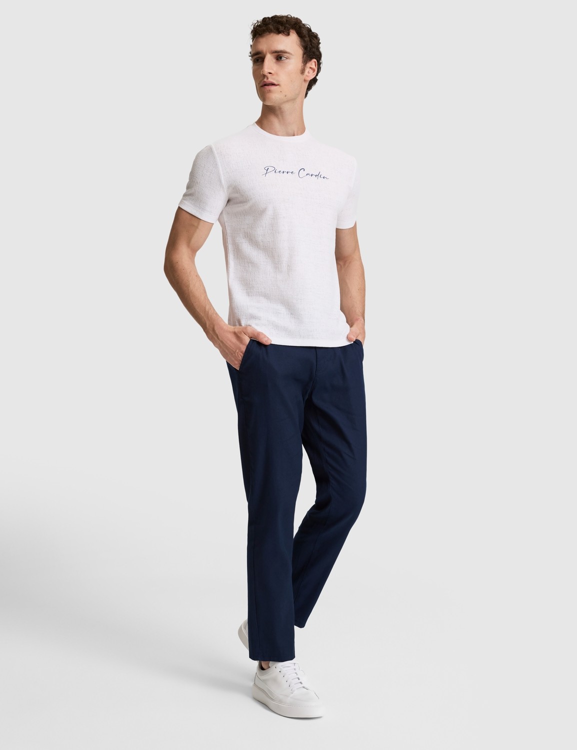 Pierre Cardin Erkek Haki Slim Fit Bisiklet Yaka Tişört 50327858-VR027 görsel 4