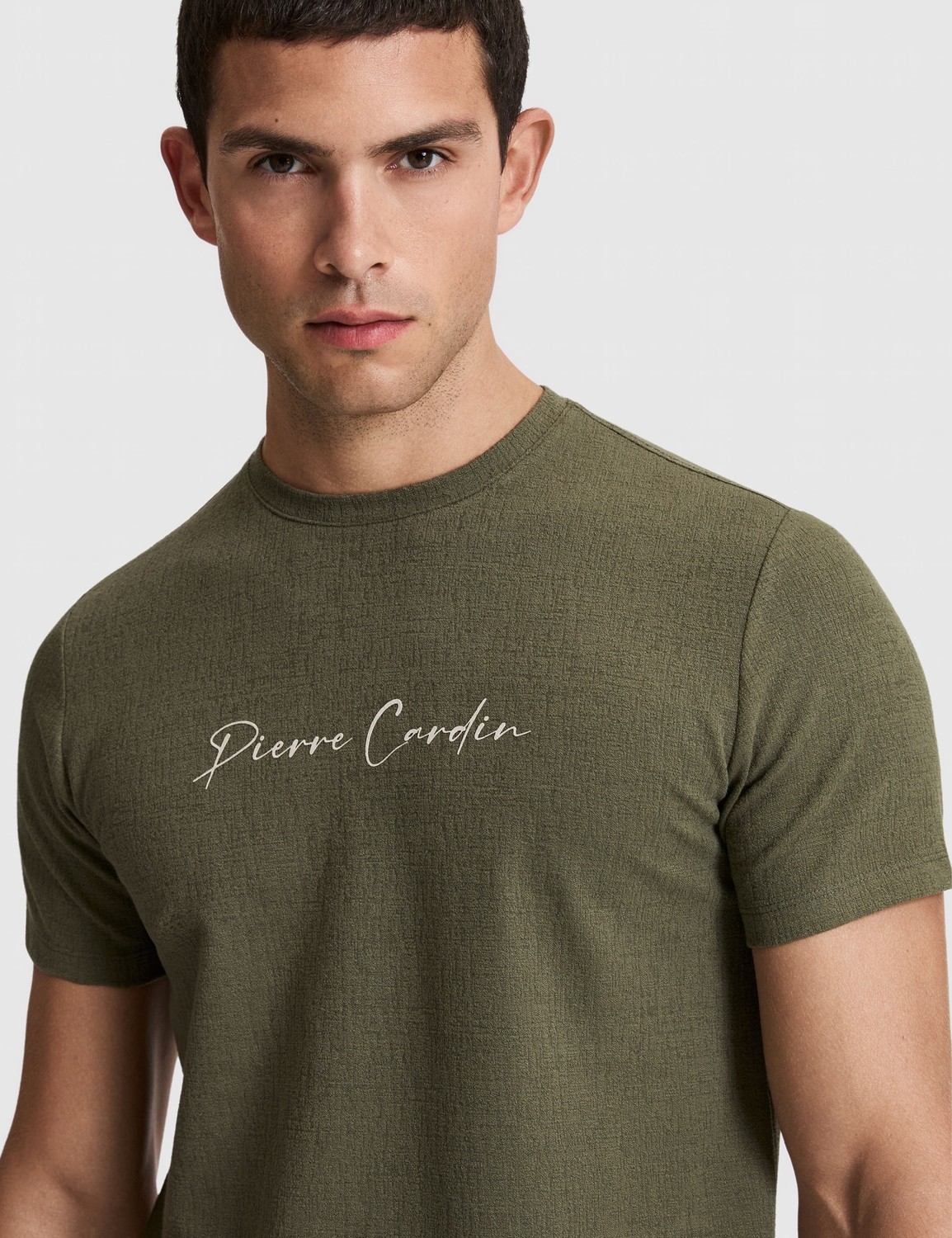 Pierre Cardin Erkek Haki Slim Fit Bisiklet Yaka Tişört 50327858-VR027 görsel 8