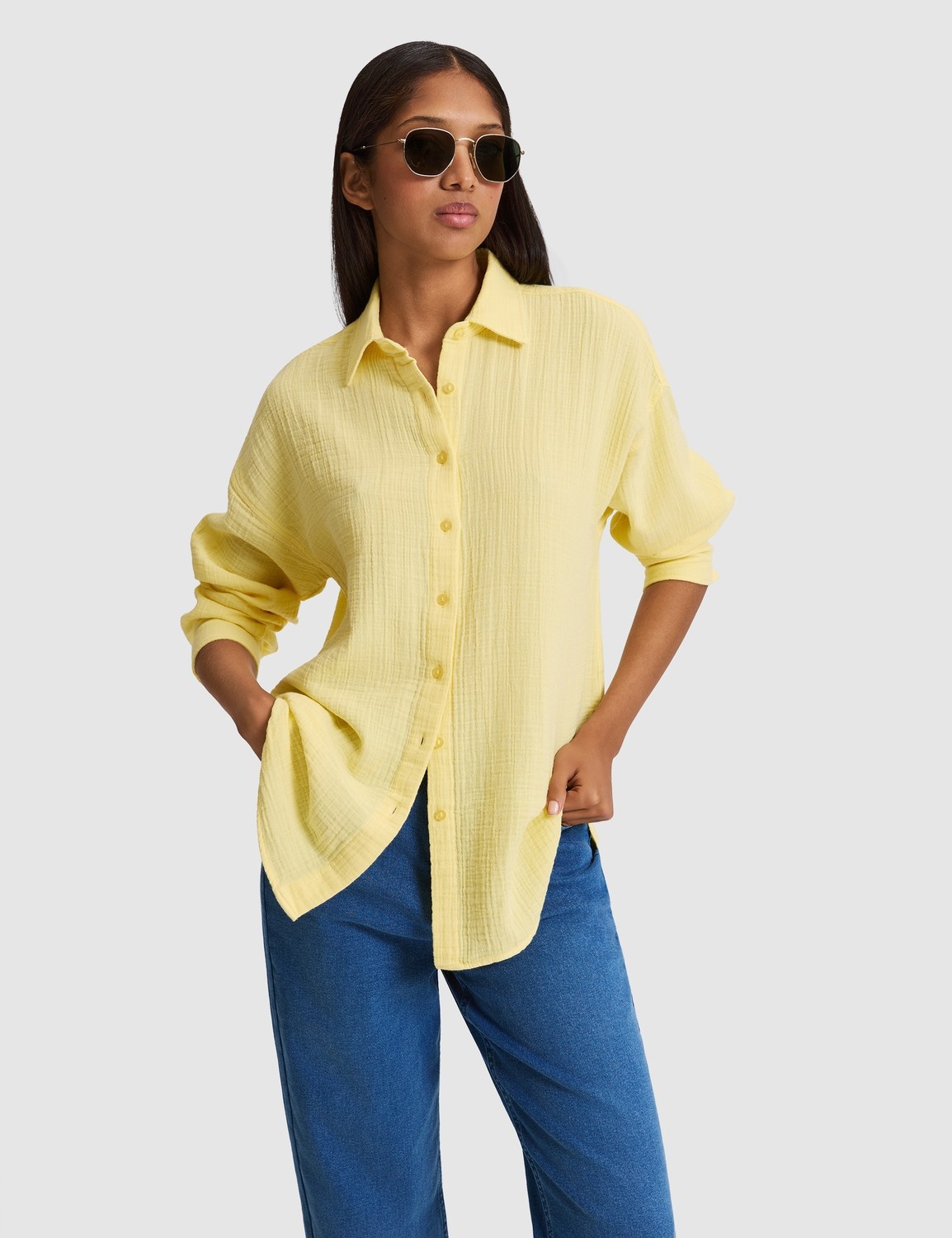Pierre Cardin Kadın Haki Comfort Fit Uzun Kollu Gömlek 50328655-VR027