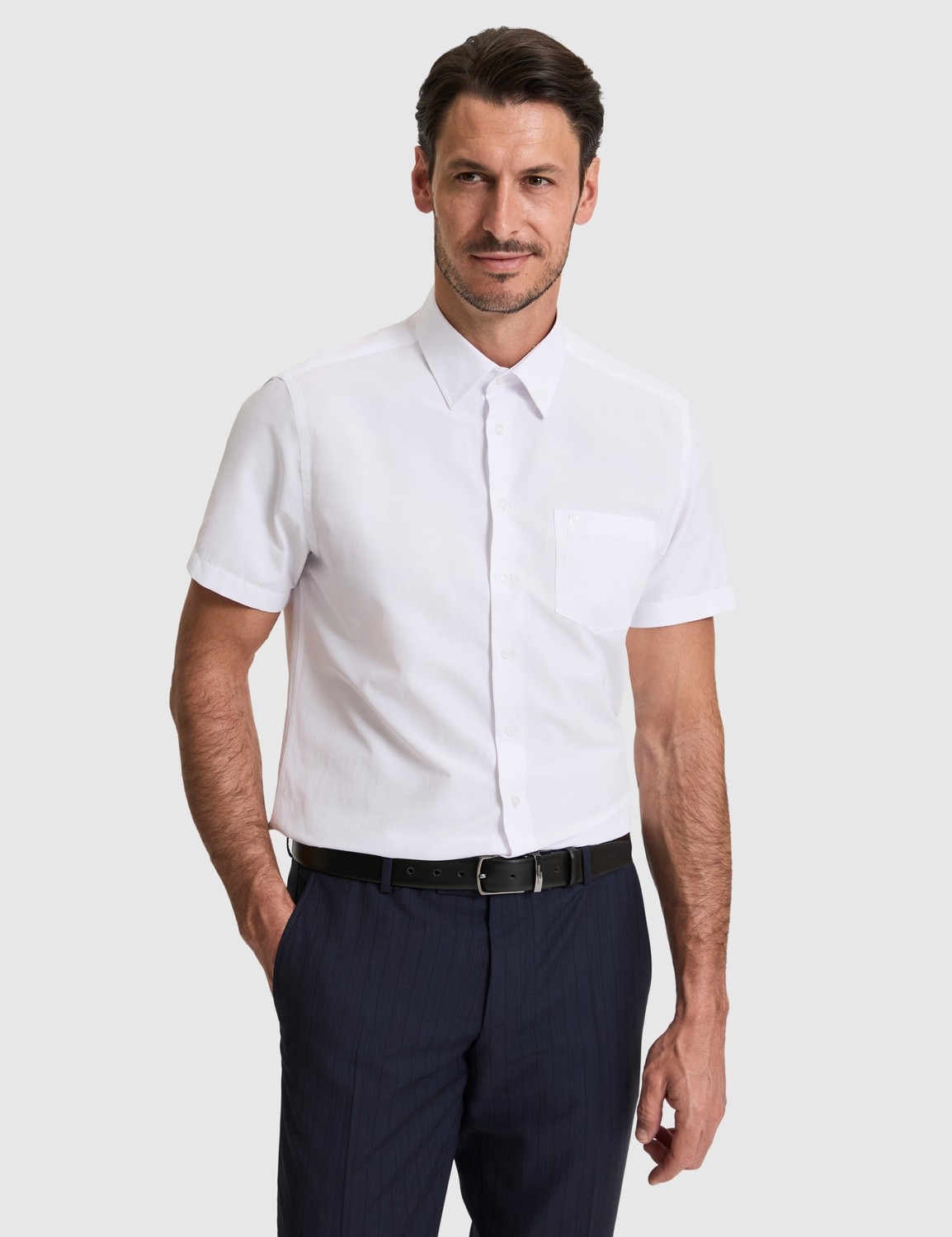 Pierre Cardin Erkek Açık Gri Regular Fit Kısa Kollu Gömlek 50325339-VR001