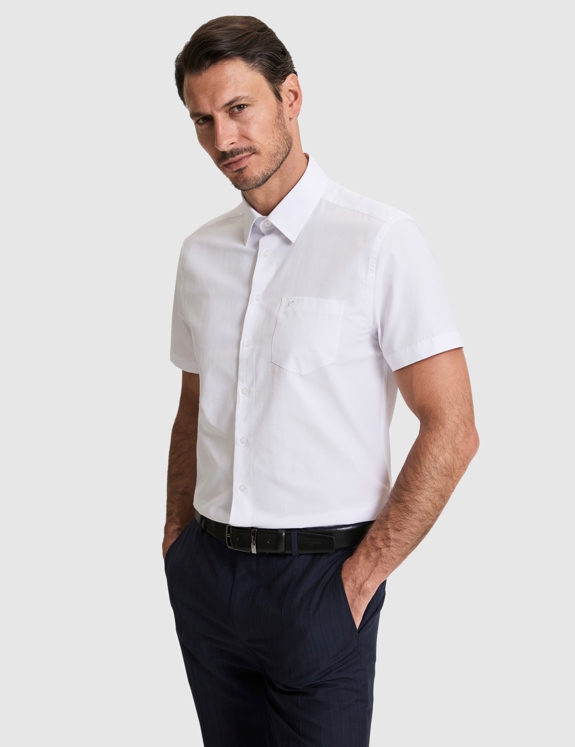 Pierre Cardin Erkek Açık Gri Regular Fit Kısa Kollu Gömlek 50325339-VR001 görsel 3