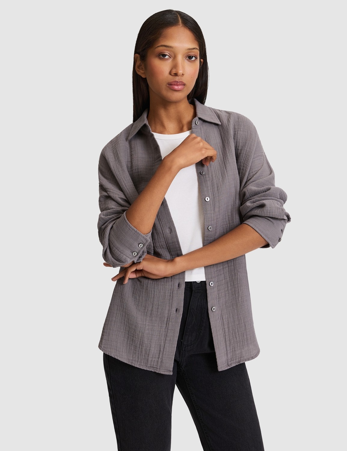 Pierre Cardin Kadın Haki Comfort Fit Uzun Kollu Gömlek 50328655-VR027