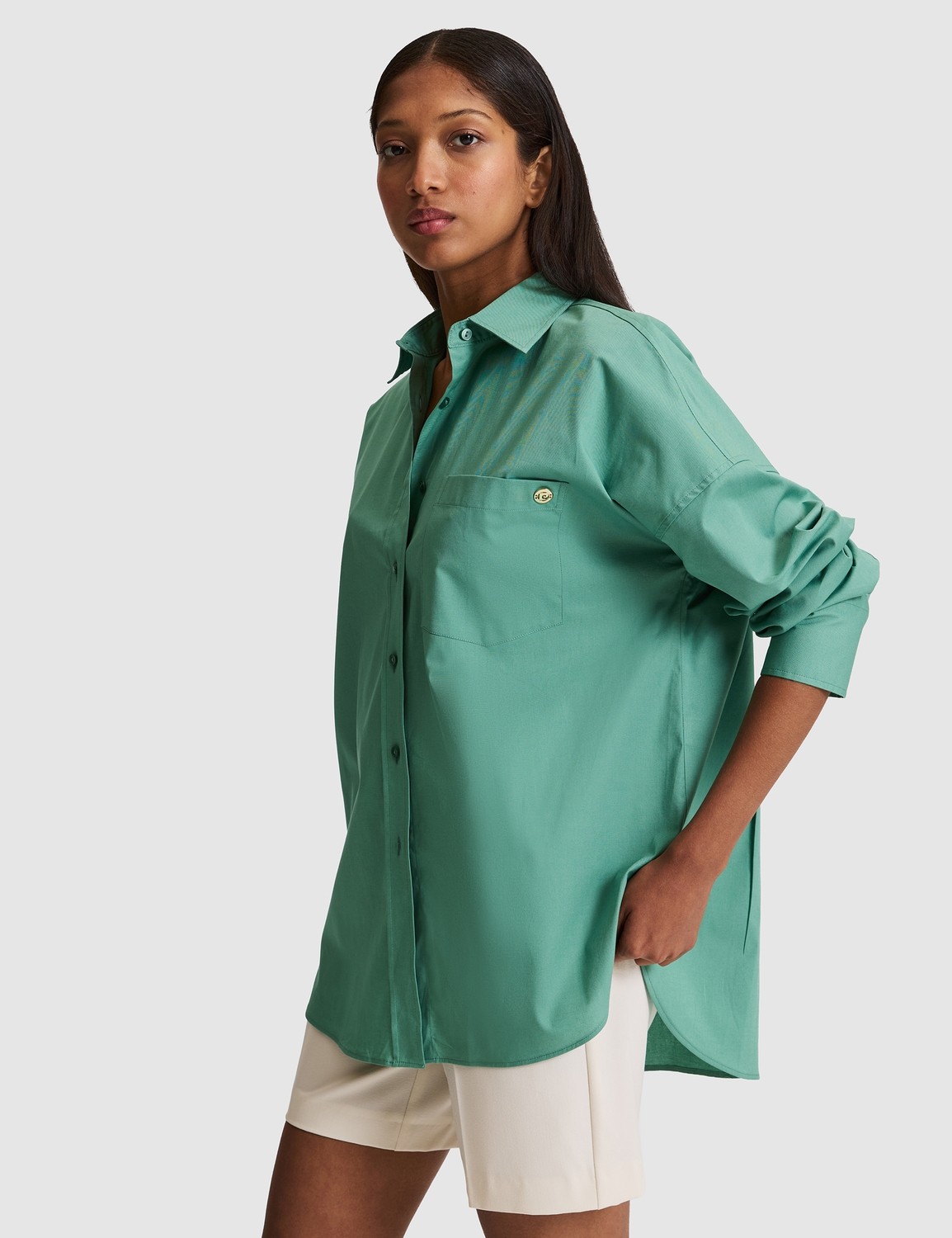 Pierre Cardin Kadın Siyah Oversize Uzun Kollu Gömlek 50328628-VR046 görsel 3