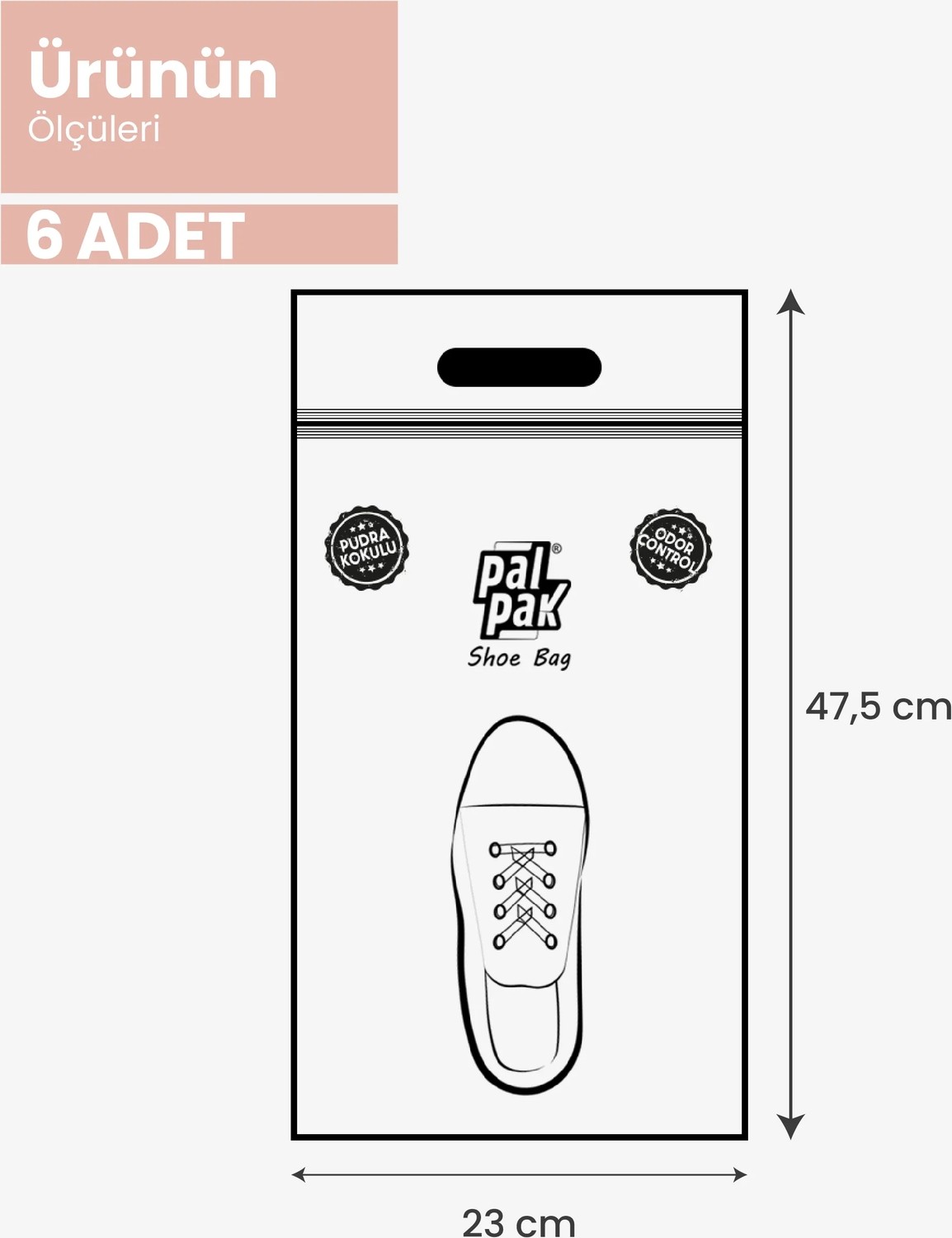 Palpak Ayakkabı Taşıma ve Saklama Poşeti, Tekli Paketlemeye Uygun ve Pudra Kokulu 6 Adet (23X47,5 Cm) görsel 4