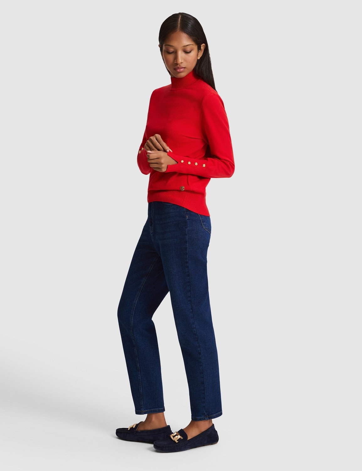 Pierre Cardin Kadın Ekru Slim Fit Basic Kazak 50331311-VR019 görsel 4