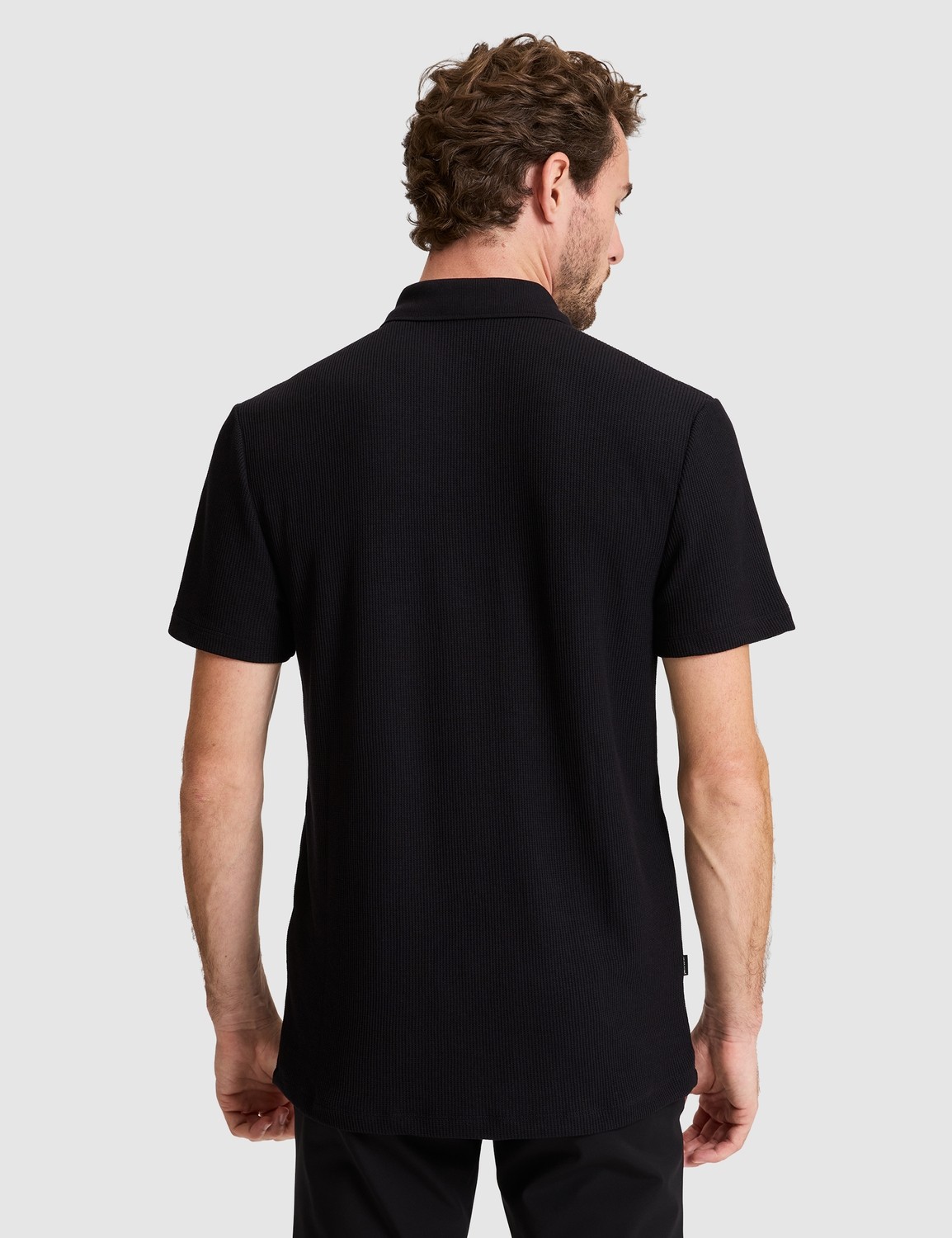 Pierre Cardin Erkek Siyah Slim Fit Örme Dokulu Düğmeli Polo Yaka Tişört 50309946-VR046 görsel 5