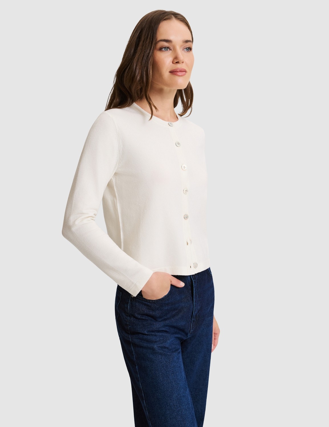 Pierre Cardin Ekru Slim Fit Basic Triko Hırka 50330224 VR019 görsel 3