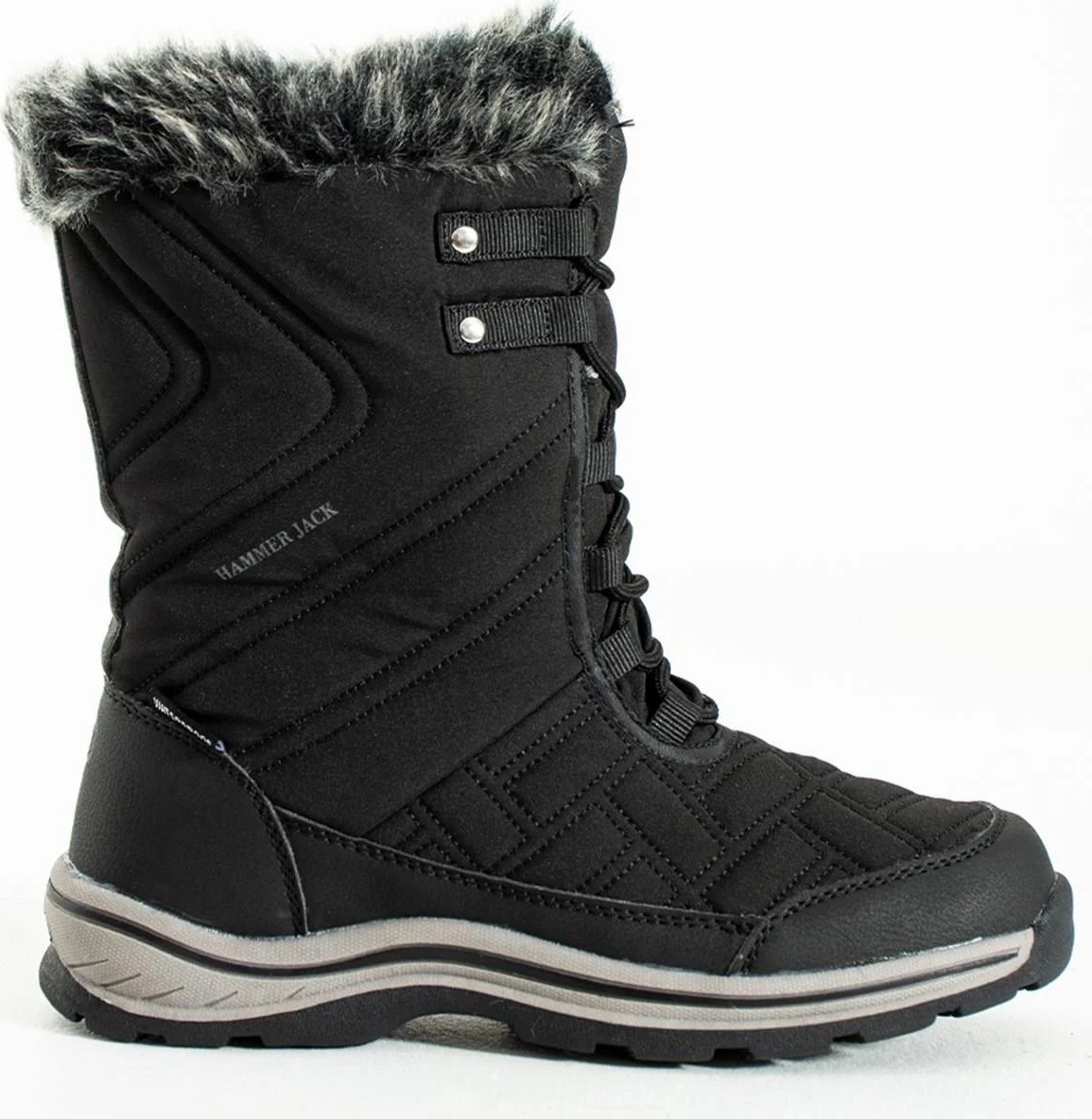 Hammer Jack 101 20109-G Usoa Siyah WP Kadın Kar Bot Suni Deri İnce Topuklu Model