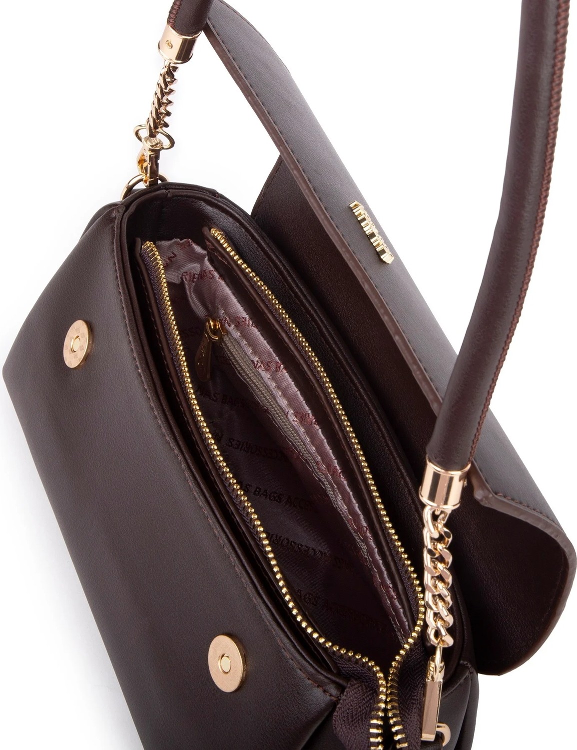 Nas Bag Kadın Sade Şık Omuz ve Çapraz Çanta (En 24 cm ;boy 12 cm ) Kahverengi görsel 5