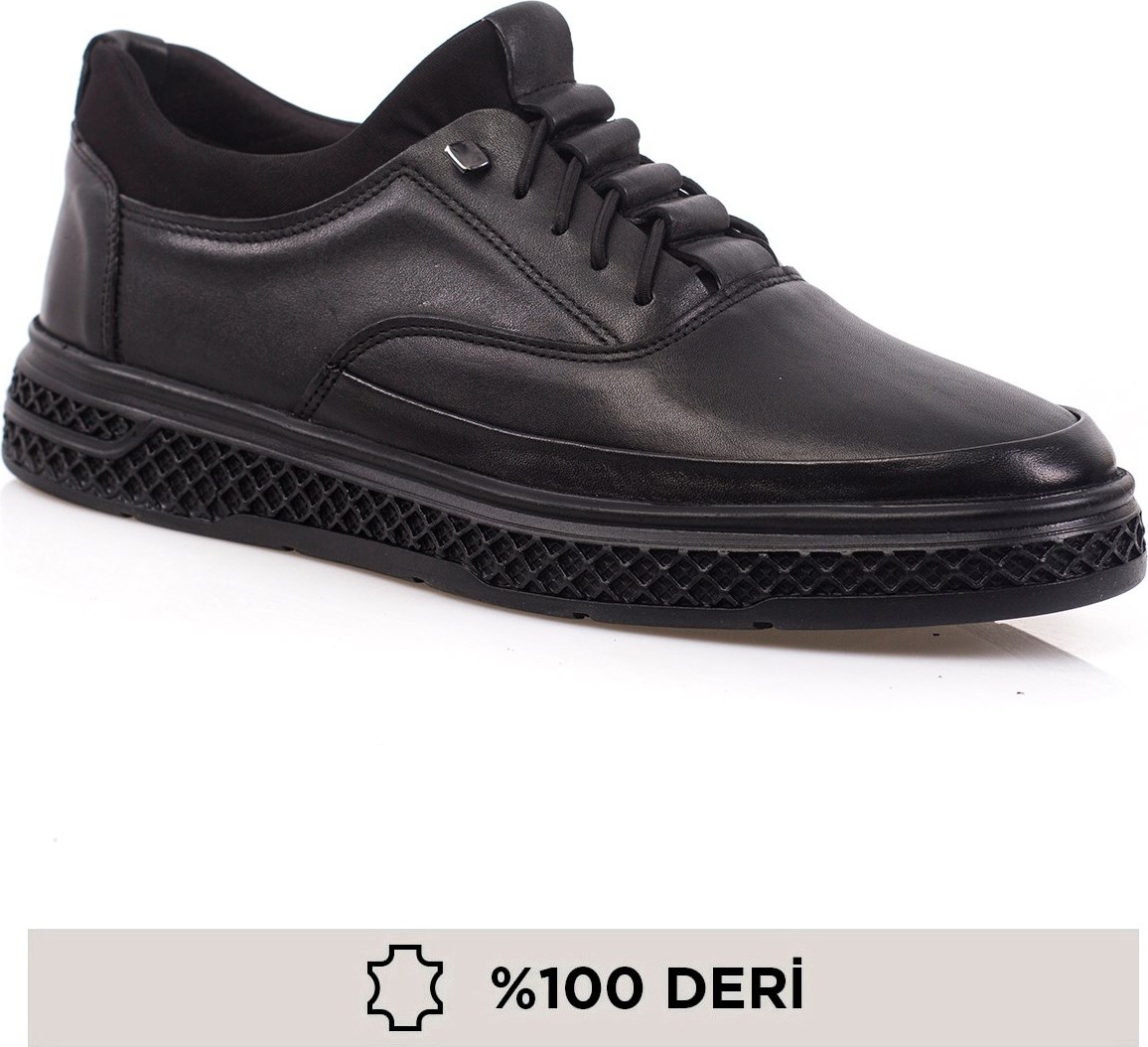 Maximoda Deri Bağcıksız Erkek Ayakkabı Siyah Kauçuk Taban ile Günlük Kullanım İçin görsel 3