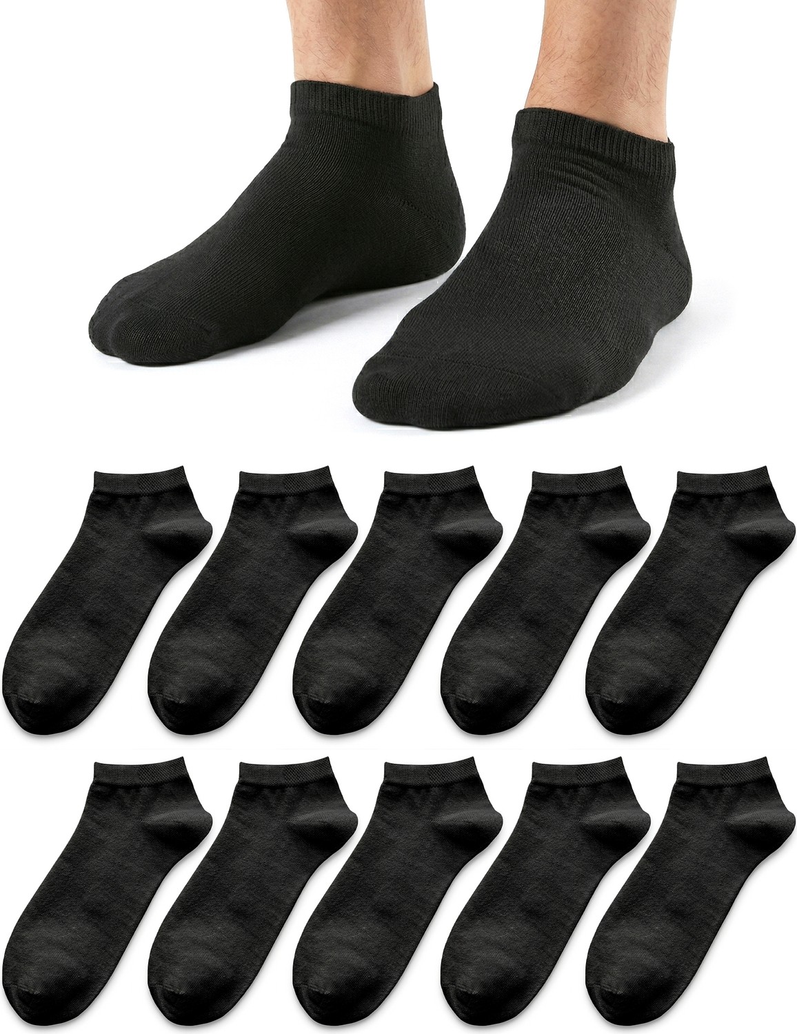 WinWith 10'lu Pamuklu Dikişsiz Düz Gündelik Klasik Erkek Kadın Sneaker Çorap, Bilek Boy Kısa Spor Koşu Yürüyüş Çorabı 3007