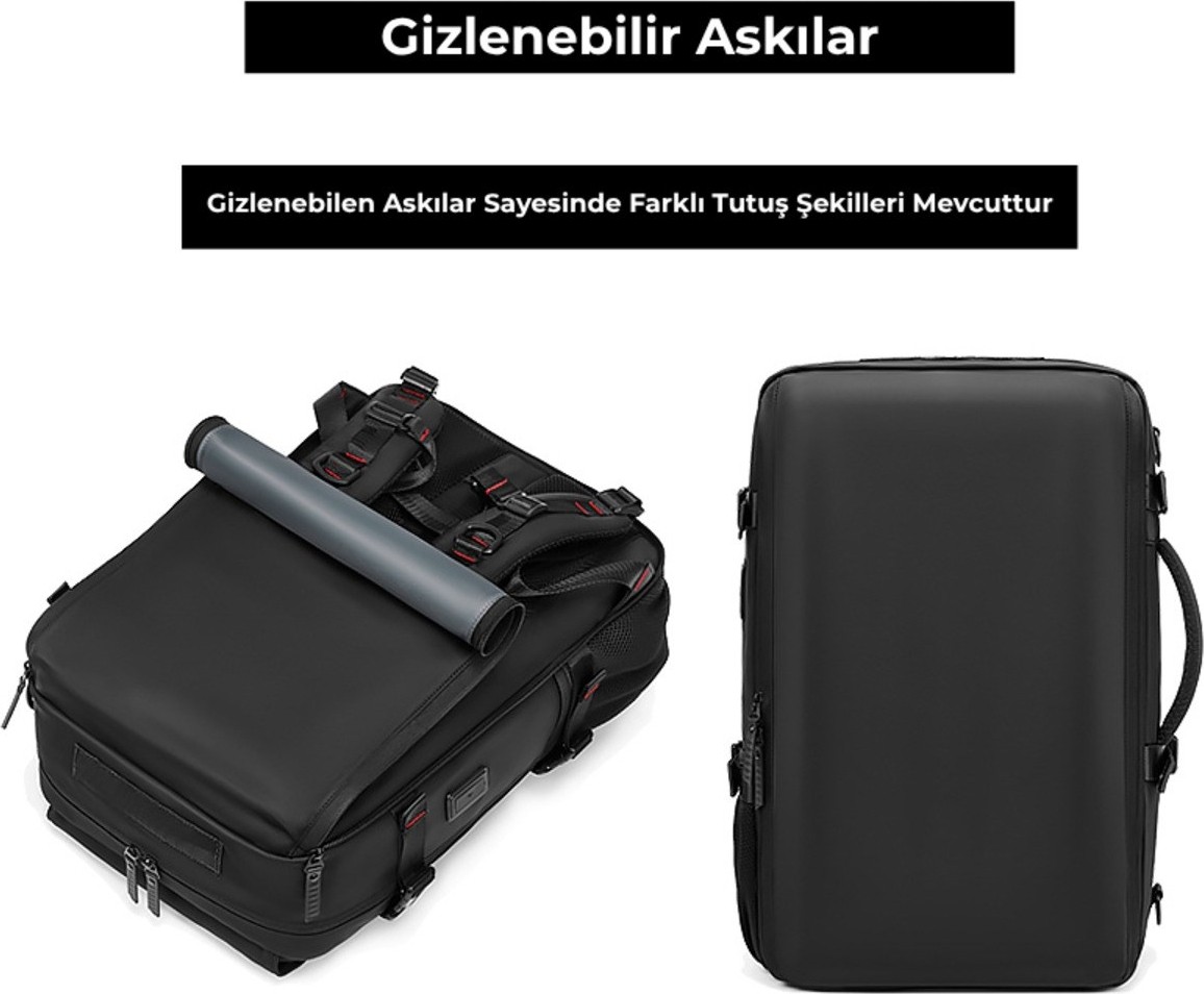Relaxus Ayakkabı Bölmeli Su Geçirmez Spor & Seyahat Sırt Çantası, 30L, 16” Laptop Bölmeli görsel 5
