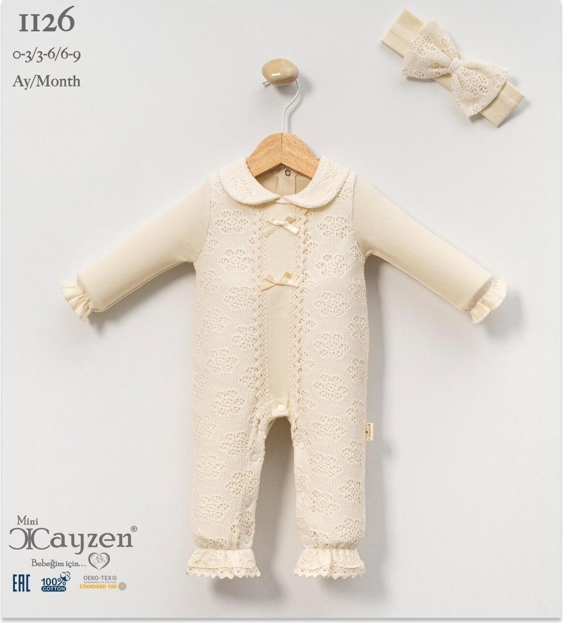 My Baby Kumsal CAYZEN Purelace Kız Tulum Bandanalı 3 - 6 ay 1126 görsel 3
