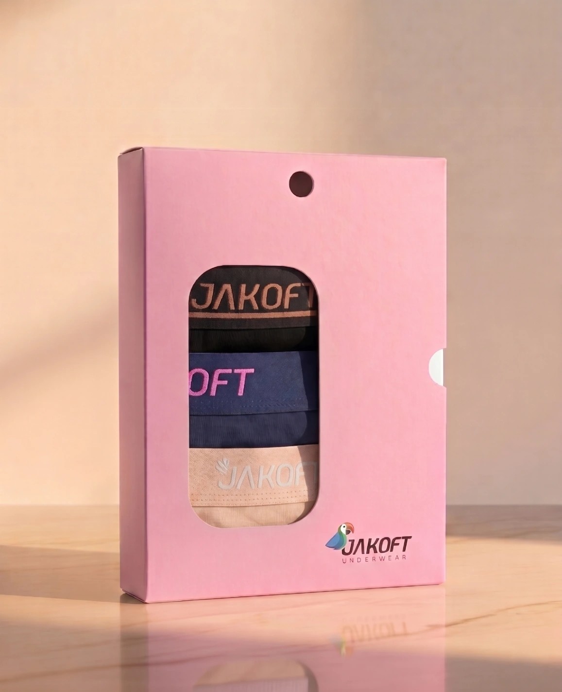 Jakoft Classic Pamuklu Kadın Boxer 3'lü Paket Ten - Lacivert - Siyah görsel 3