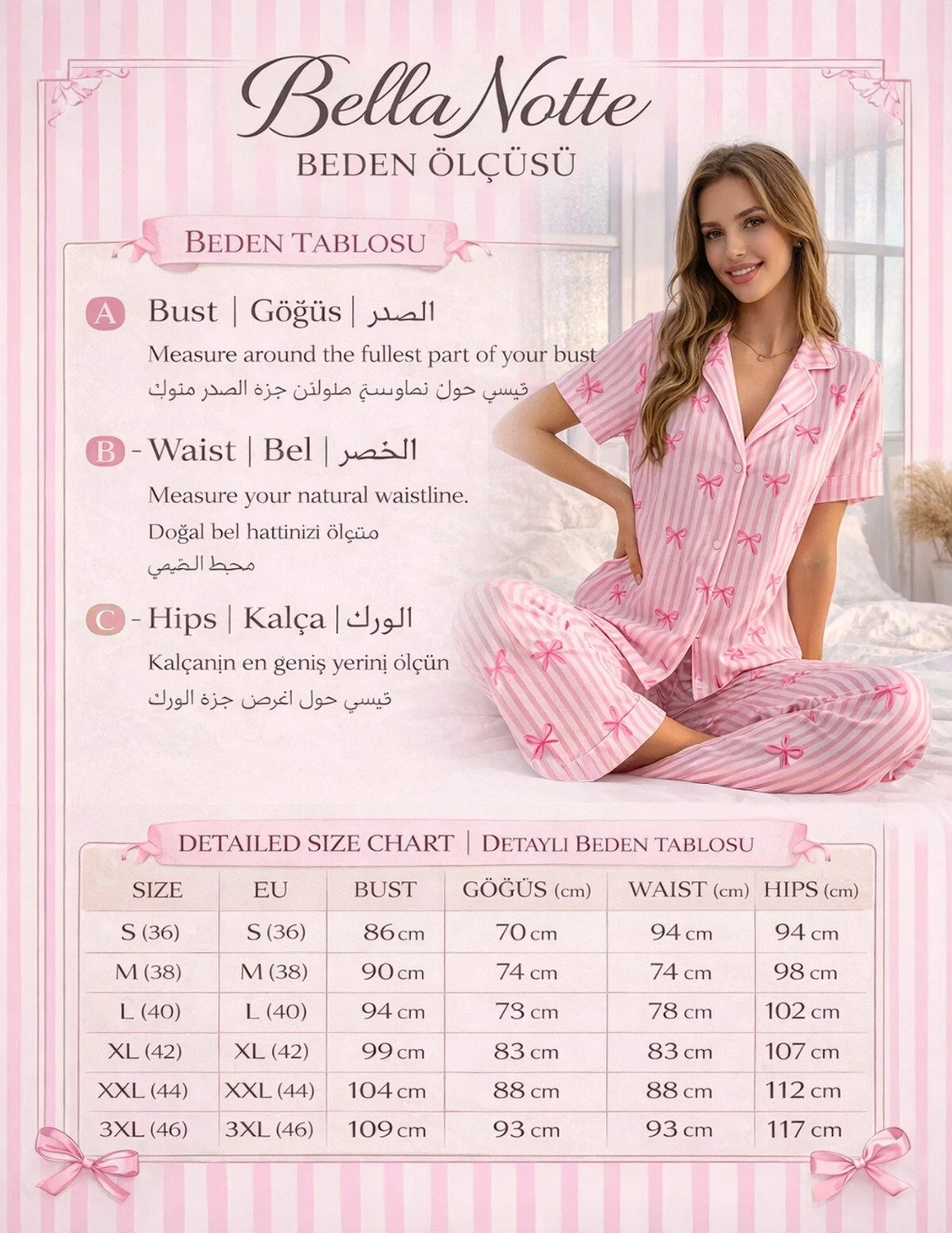 Bella Notte Mavi Soft Kiraz Desenli Kısa Kollu Yazlık Pijama Takımı görsel 6