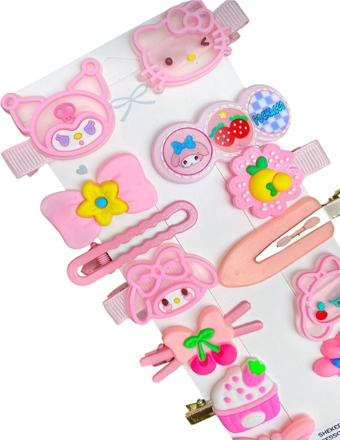 Sheker Home Kız Çocuk & Bebek Kuromi Pembe Pens/çıtçıt Toka Seti 14 Adet, Karışık Saç Aksesuarı görsel 2