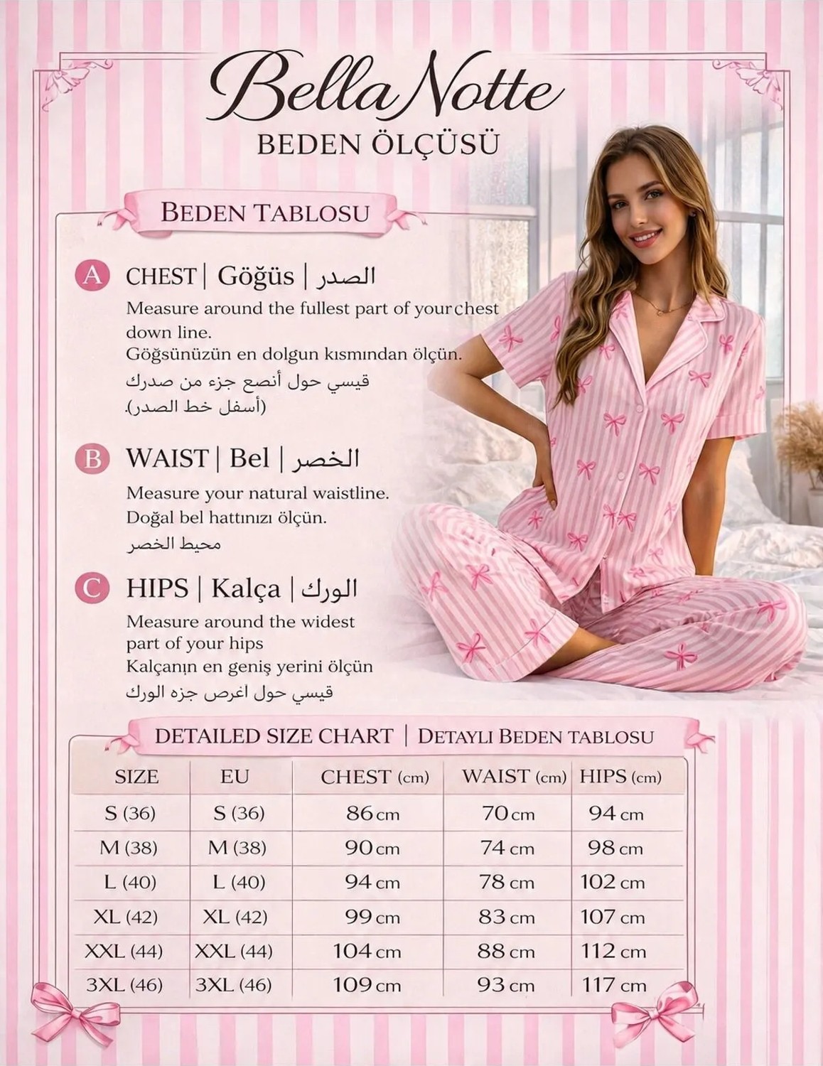 Bella Notte Yazlık Pembe Ekose Desenli Fiyonk Detaylı Askılı Şortlu Kadın Pijama Takımı görsel 6