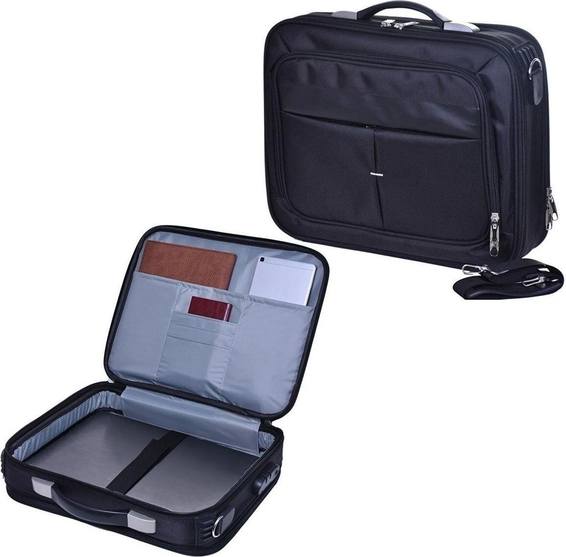 Case Club 217-1 Büyük Boy Kasalı Evrak Çantası 17 Inç Laptop Notebook Çantası görsel 2