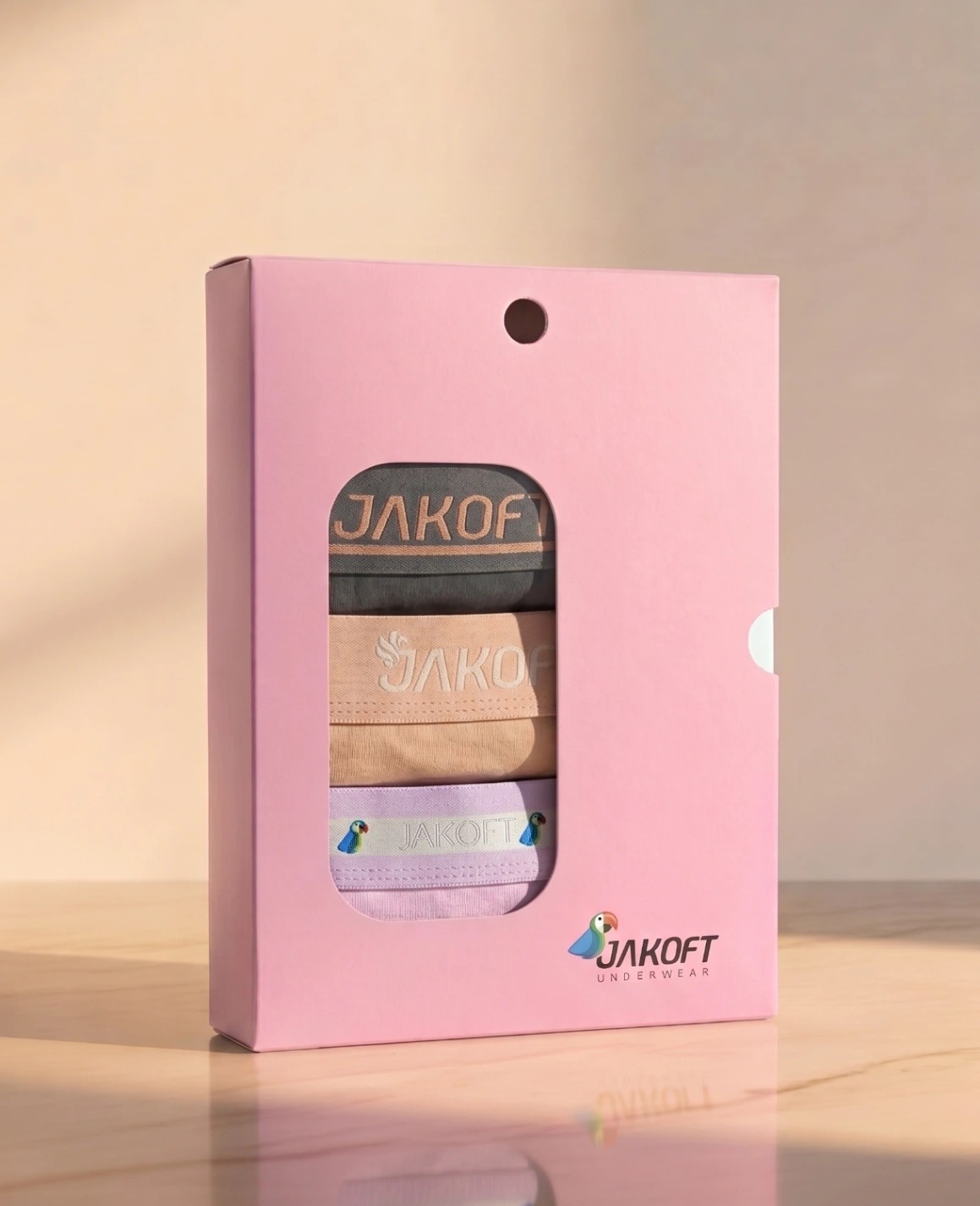 Jakoft Classic Pamuklu Kadın Boxer 3'lü Paket Siyah - Ten - Lila görsel 3