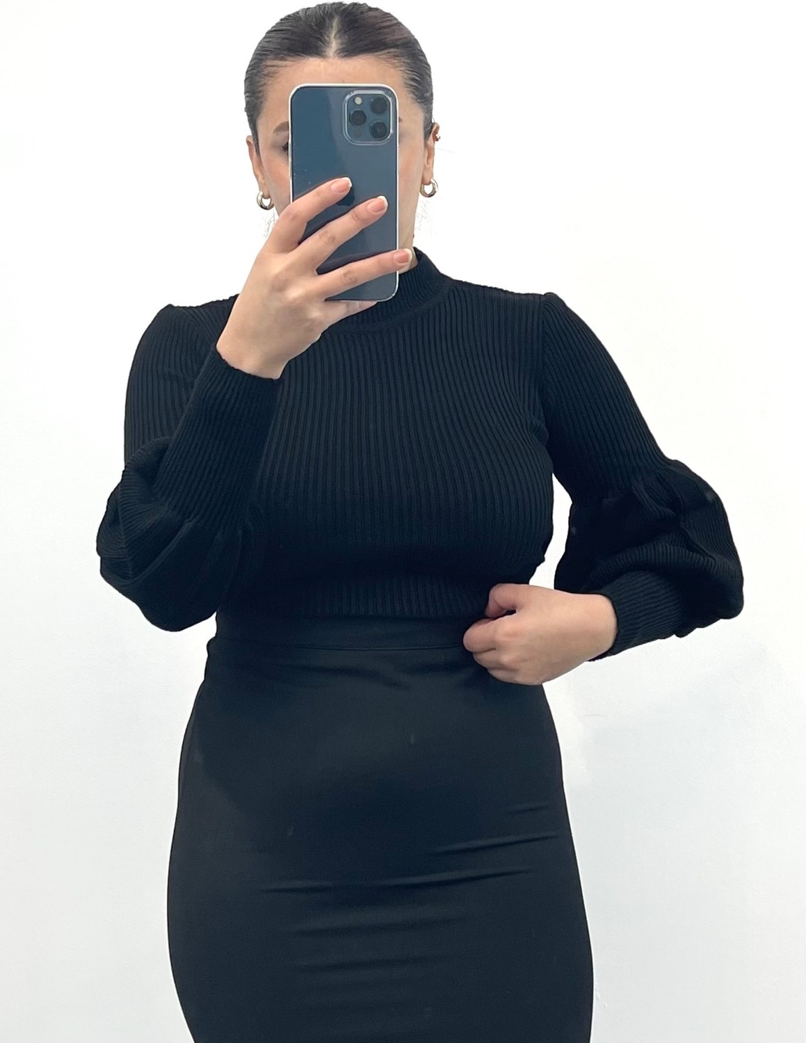 Nisum Moda Balon Kol Balıkçı Triko Body