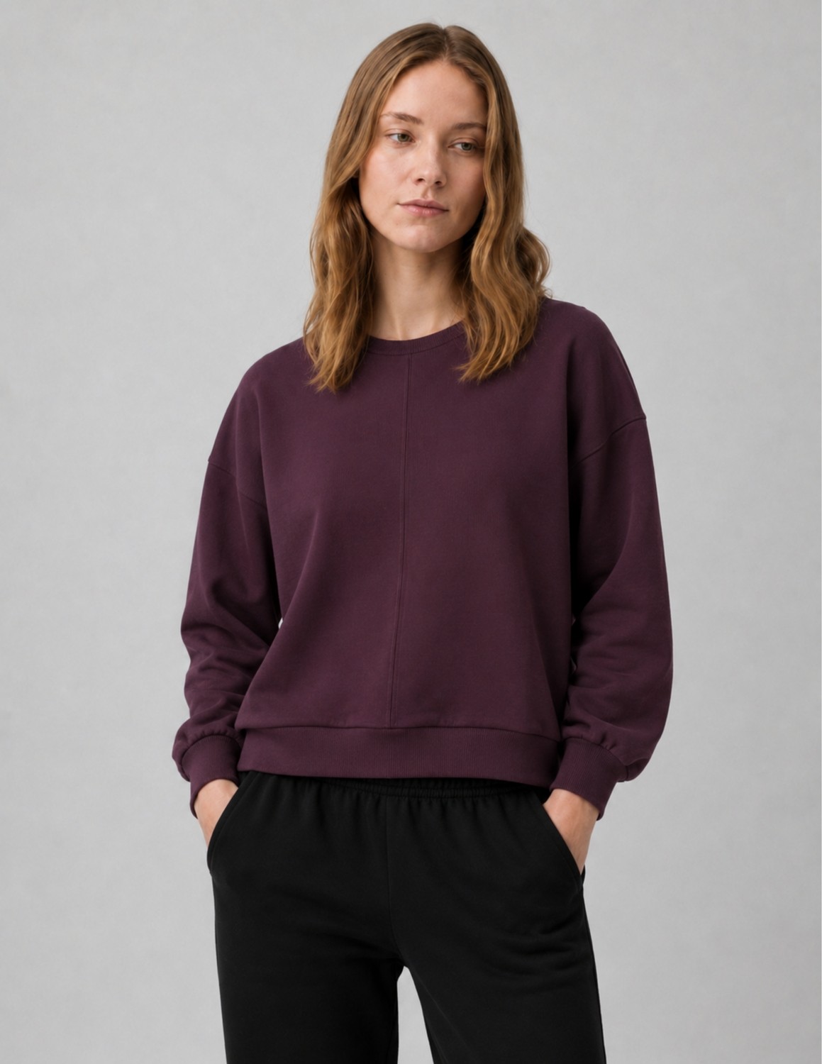 Organickid Dusty Rose Kadın Bordo Dikişli Sweatshirt