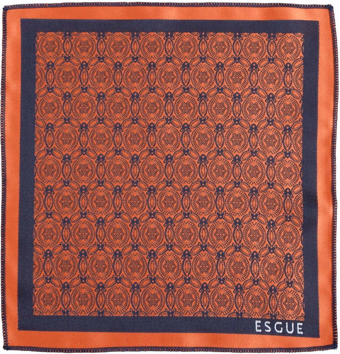 Esgue 8 cm Klasik Geniş Kiremit - Lacivert Motif Desenli Microfiber Kravat Seti görsel 5