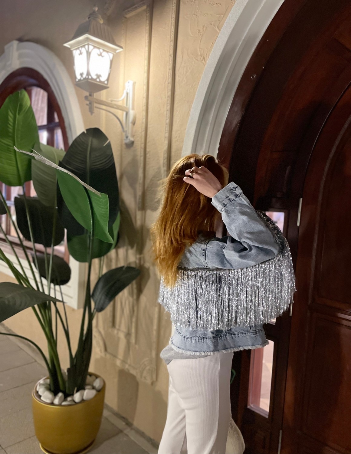 Ceylin Ceylan Gri Gümüş Püsküllü Kot Ceket görsel 3