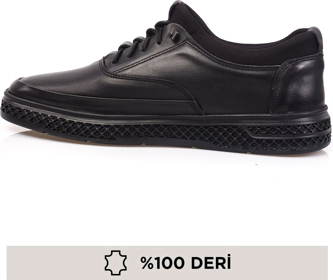 Maximoda Deri Bağcıksız Erkek Ayakkabı Siyah Kauçuk Taban ile Günlük Kullanım İçin görsel 4