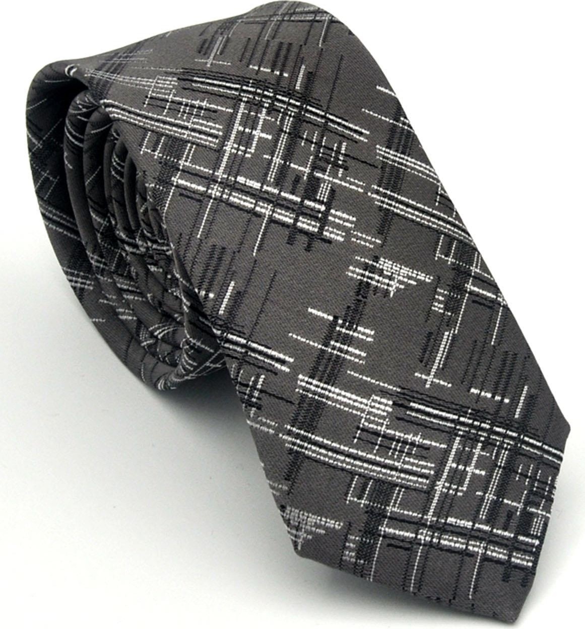Gaffy Gri Kırcıl Desenli Lacivert Dokuma Kumaş Mendilli Slim Fit Kravat // SDK-2611-2