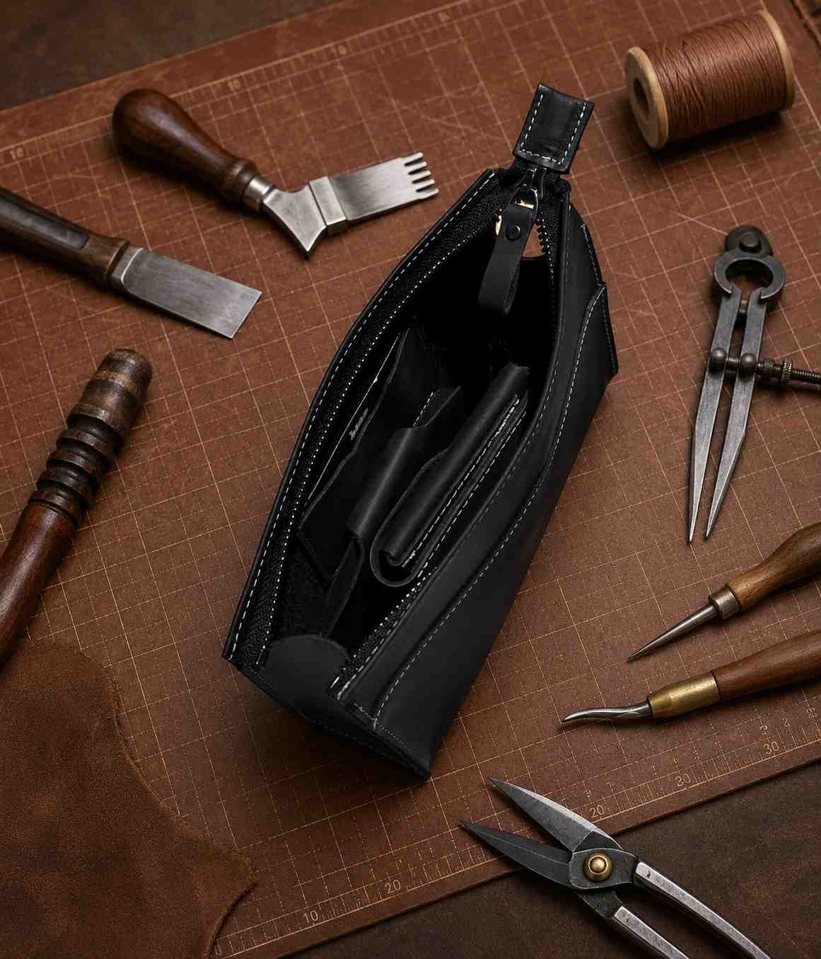 Vintage Leather Craft Hakiki Deri Erkek El Çantası görsel 3